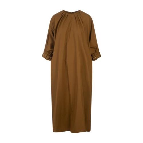 Gele Katoenen Midi Jurk Melodie Max Mara , Brown , Dames