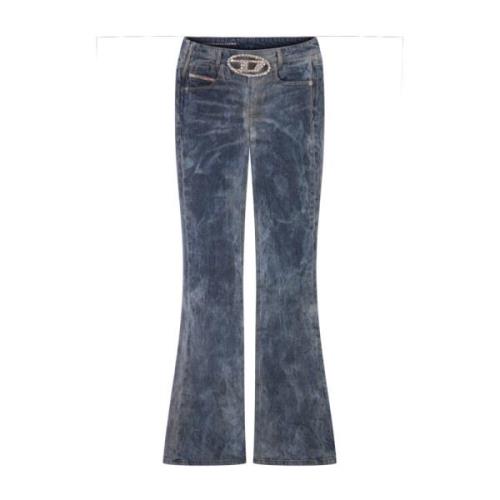 Bootcut Jeans Blauw Kristalversierd Diesel , Blue , Dames