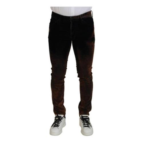 Bruine Skinny Denim Jeans Dsquared2 , Brown , Heren
