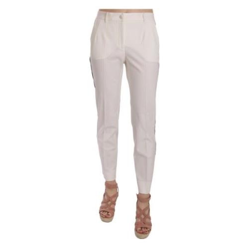 Witte broek met zijstreep van wol met taps toelopende pijpen Dolce & G...