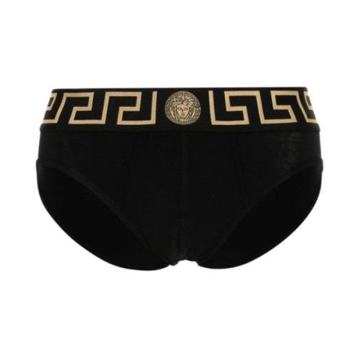 Zwart Stretch-Design Ondergoed met Greca Details Versace , Black , Her...