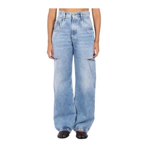 High Waist Cut Out Jeans Maison Margiela , Blue , Dames