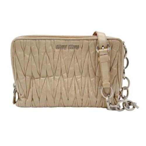 Pre-owned Leather shoulder-bags Miu Miu Pre-owned , Beige , Dames