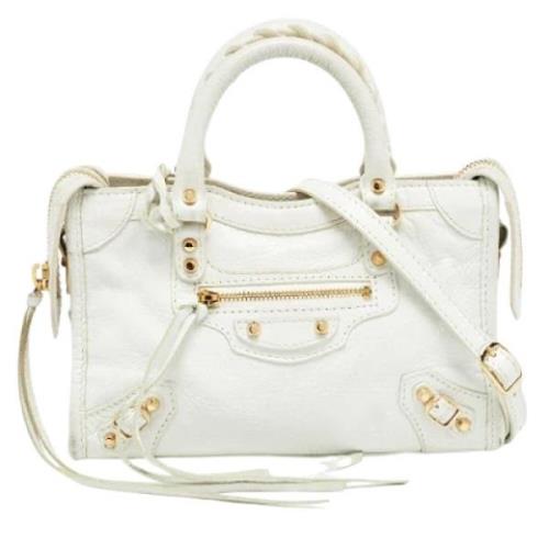 Pre-owned Leather totes Balenciaga Vintage , White , Dames