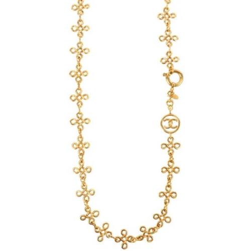 Pre-owned Metal necklaces Chanel Vintage , Yellow , Dames