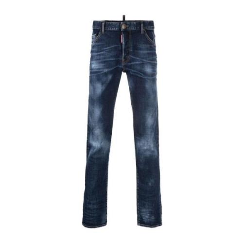 Logo-Patch Straight-Leg Jeans Dsquared2 , Blue , Heren