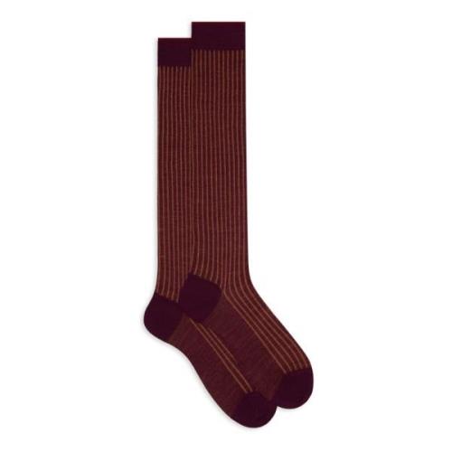 Burgundy Twin-Rib Socks Gallo , Multicolor , Heren