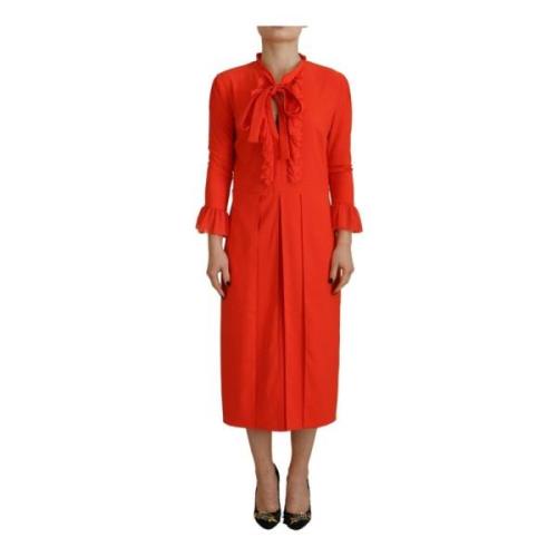 Rode Geplooide Midi Jurk Elegante Stijl Dsquared2 , Red , Dames