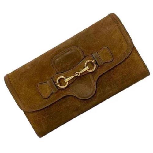 Pre-owned Suede wallets Gucci Vintage , Brown , Dames