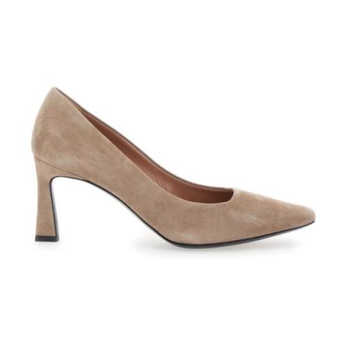 Beige Suède Pumps met Puntige Neus Pollini , Beige , Dames