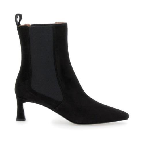 Zwarte Suède Enkellaarzen Vrouwen Pollini , Black , Dames