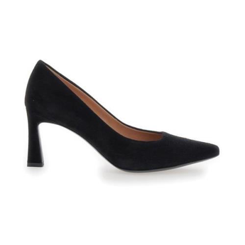 Zwarte Suède Pumps Met Puntige Neus Pollini , Black , Dames