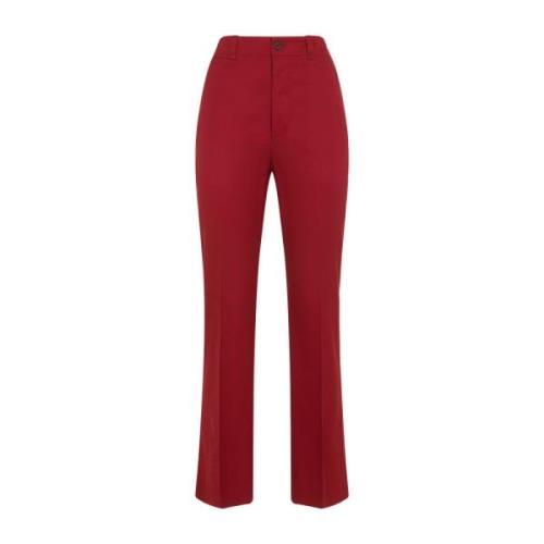 Rode Katoenen Hoge Taille Broek Saint Laurent , Red , Dames