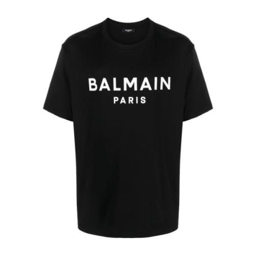 Logo Print Crew Neck T-shirts Balmain , Black , Heren