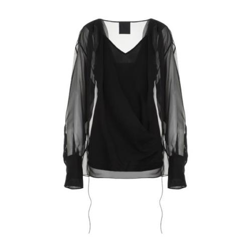 Zwarte Zijden Gedrapeerde Shirt Givenchy , Black , Dames