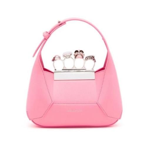 Flamingo Pink Jewelled Hobo Mini Tas Alexander McQueen , Pink , Dames