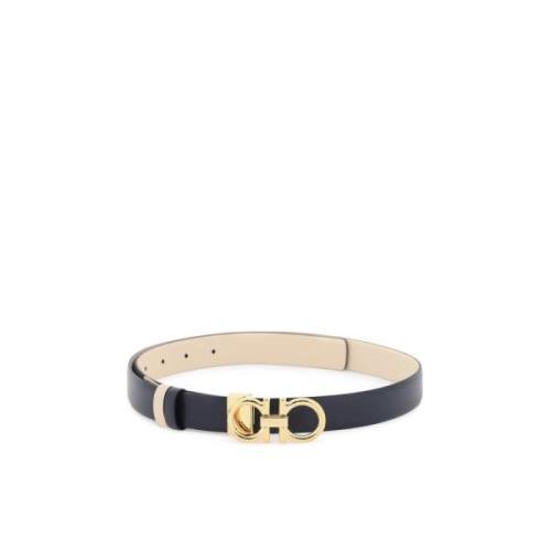 Omkeerbare leren riem met Gancini gesp Salvatore Ferragamo , Black , H...