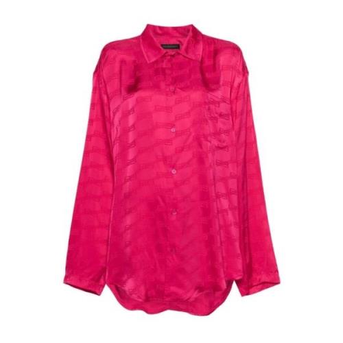 Fuchsia Jacquard Logo Shirt Balenciaga , Pink , Dames