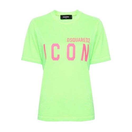 Iconische Neon Groene T-shirt en Polo Dsquared2 , Green , Dames