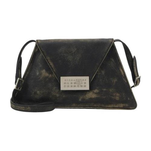 Numerieke Tas Medium in Zwart Leer MM6 Maison Margiela , Black , Dames