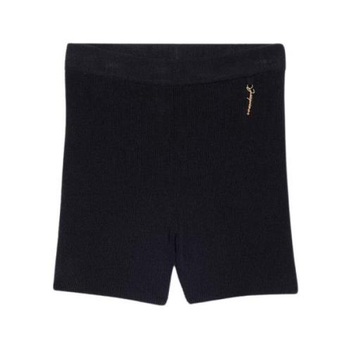 Geribbelde Gebreide Fietsbroek Charm Logo Jacquemus , Black , Dames