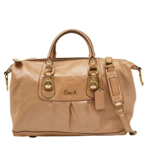 Pre-owned Leather handbags Coach Pre-owned , Beige , Dames