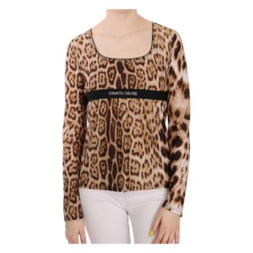 Bruine Luipaard Lange Mouw Top Roberto Cavalli , Brown , Dames