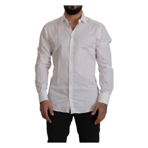 Witte Slim Fit Katoenen Formele Overhemd Dolce & Gabbana , White , Her...