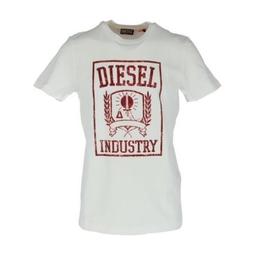 Wit Bedrukt T-shirt Lente/Zomer A06800 Diesel , White , Heren