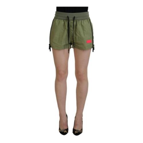 Army Green Katoenen Trekkoord Shorts Dsquared2 , Green , Dames