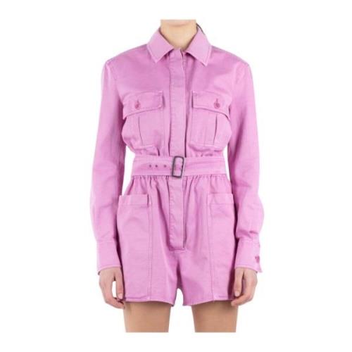 Korte Workwear Jumpsuit Pioen Katoen Max Mara , Pink , Dames