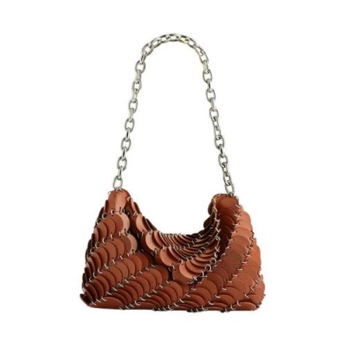 Kettingriem Leren Schijf Tas Paco Rabanne , Brown , Dames