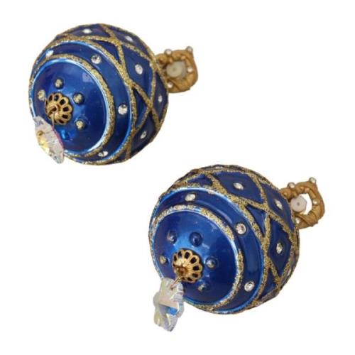 Kristal Clip-On Kerstbal Oorbellen Dolce & Gabbana , Blue , Dames