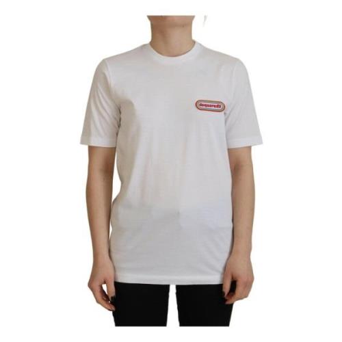 Wit Logo Patch T-shirt Dsquared2 , White , Dames