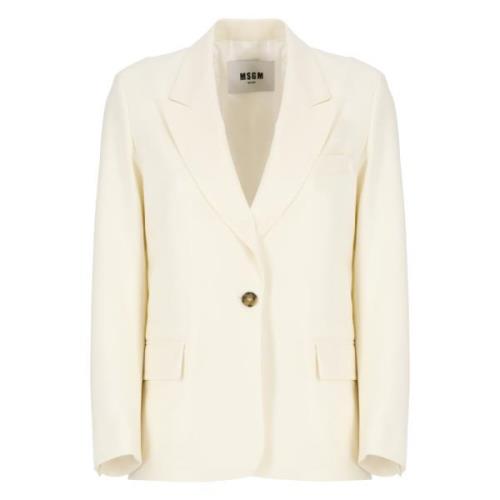 Ivoor Wol Blazer Peak Revers Jas Msgm , Beige , Dames