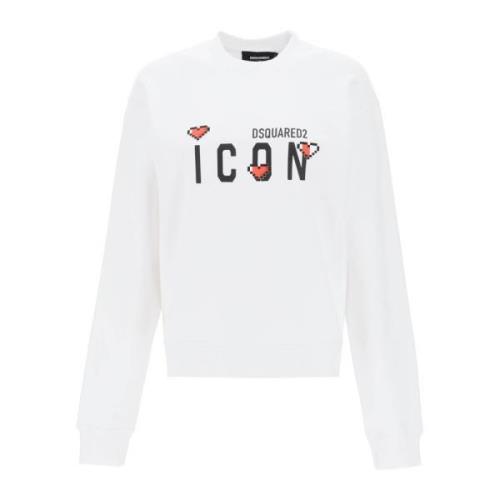 Icon Game Lover Sweatshirt Dsquared2 , White , Dames