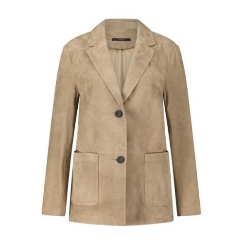 Lang Lamsvacht Velours Blazer Windsor , Brown , Dames