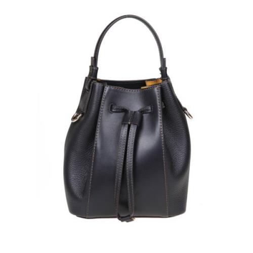 Zwarte Leren Bucket Tas Rugzak Furla , Black , Dames