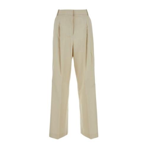 Wijde Pijp Katoenmix Broek Calvin Klein , Beige , Dames