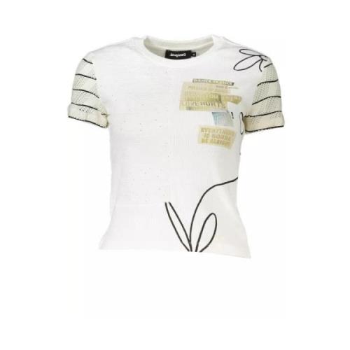 Bedrukt katoenen T-shirt met contrasterende details Desigual , White ,...