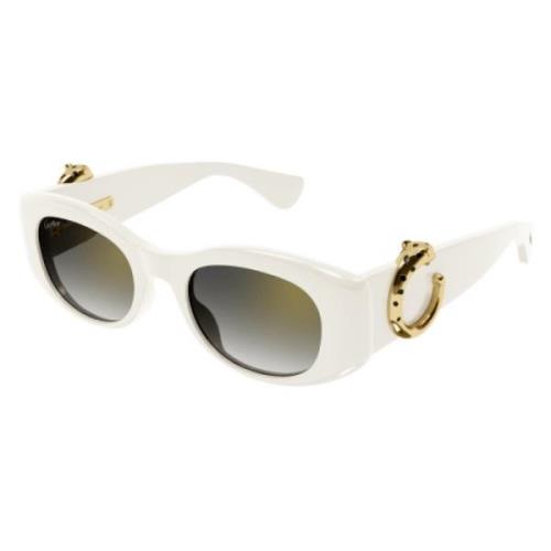 Stijlvolle Cateye Zonnebril in Wit Cartier , White , Dames