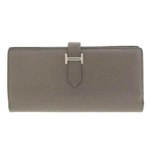 Pre-owned Leather wallets Hermès Vintage , Gray , Dames