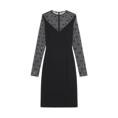 Lange Mouw Plumetis Tule Jurk Givenchy , Black , Dames