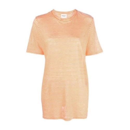 Gestreept katoen-linnen T-shirt Isabel Marant Étoile , Orange , Dames