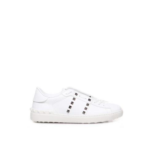 Witte Leren Sneakers met Stud Details Valentino Garavani , White , Her...