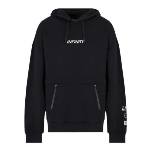 Zwarte Hoodie Infinity Model Emporio Armani EA7 , Black , Heren