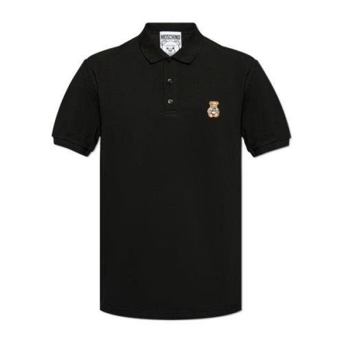 Polo met een patch Moschino , Black , Heren