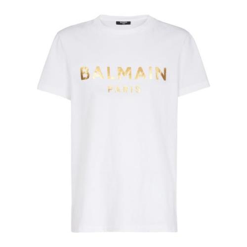Eco-ontworpen katoenen T-shirt met Paris logo print Balmain , White , ...