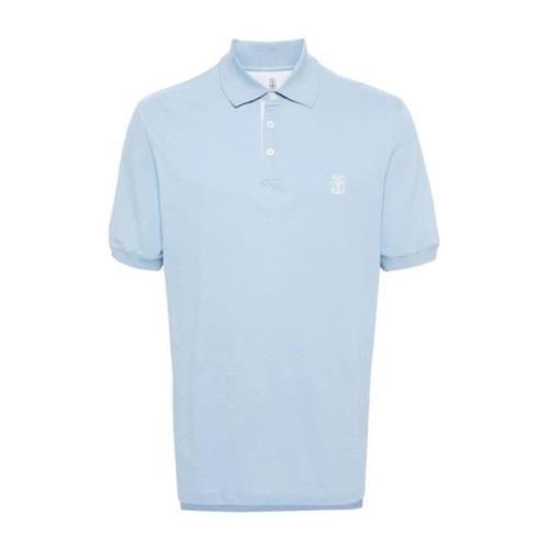 Lichtblauwe T-shirts & Polos Ss24 Brunello Cucinelli , Blue , Heren