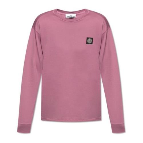 T-shirt met logo patch Stone Island , Pink , Heren